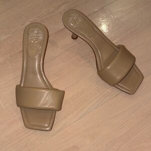 Vince Camuto Square Toe Tan Kitten Heels